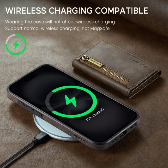 DG.MING - DG.MING M5 Series Mobilskal till iPhone 16 Plus Magnetiskt Konstläder Brun