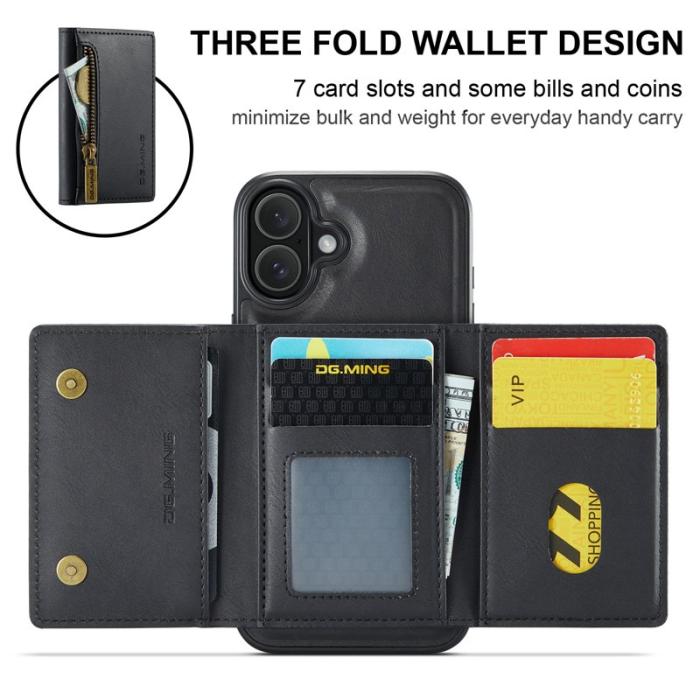 DG.MING - DG.MING M5 Series Mobilskal till iPhone 16 Plus Magnetiskt Konstläder Svart