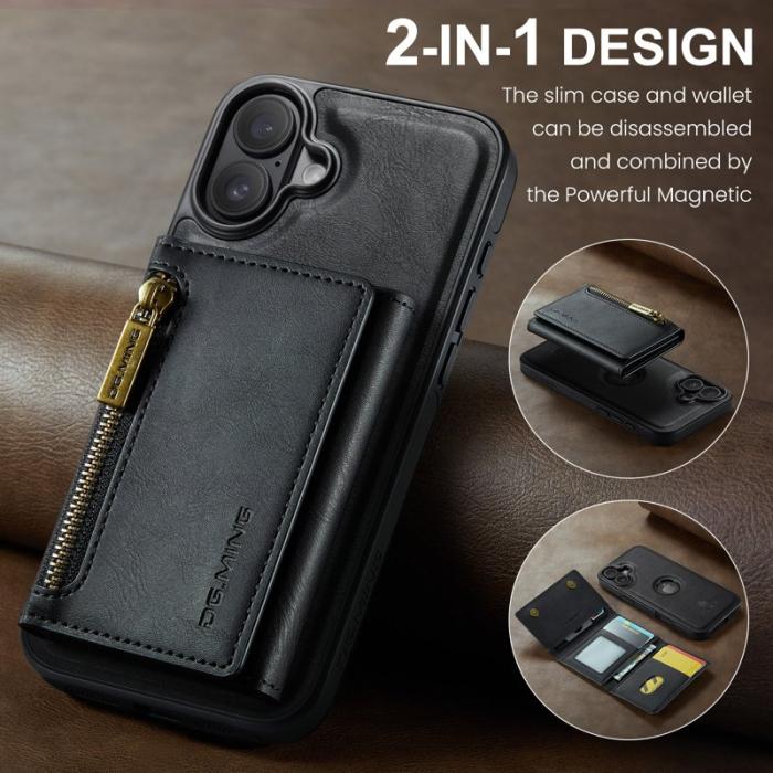 DG.MING - DG.MING M5 Series Mobilskal till iPhone 16 Plus Magnetiskt Konstläder Svart