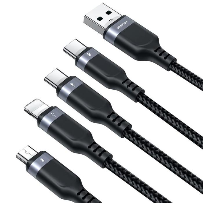 Joyroom - Joyroom 4in1 USB-A till USB-C, Lightning, microUSB kabel 1.2m