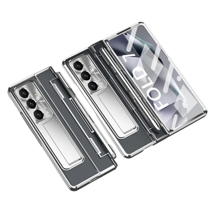 A-One Brand - Galaxy Z Fold 7 Mobilskal med Skärmskydd och Stylus - Silver