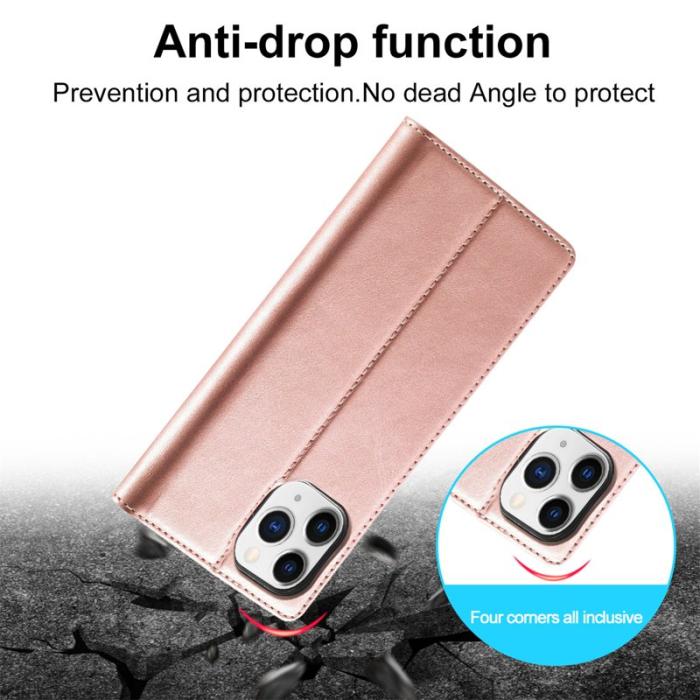 LC.imeeke - LC.IMEEKE iPhone 13 Pro Plånboksfodral i Konstläder - Roséguld