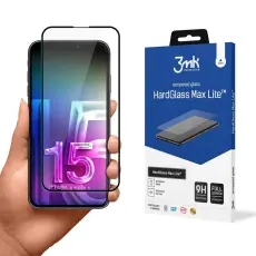 3MK - 3MK iPhone 15 Pro H&auml;rdat Glas Sk&auml;rmskydd Max Lite - Svart