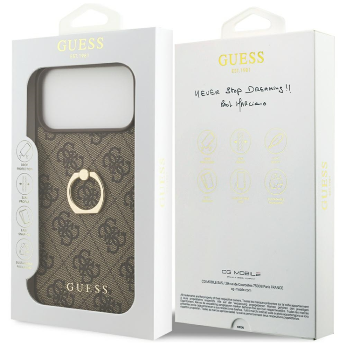 Guess - Guess iPhone 17 Pro Max Mobilskal Ringställ - Brun