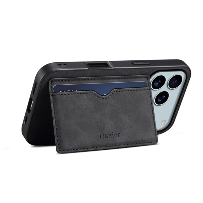 DENIOR - DENIOR iPhone 17 Pro Mobilskal Kickstand Korthållare - Svart
