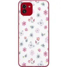 Gustaf - Mobilskal till Samsung Galaxy A03 med Blommor och fj&auml;rillar