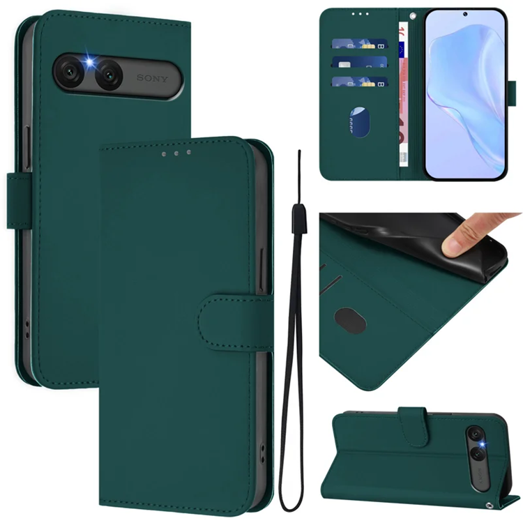 Sony Xperia 10 VII Plånboksfodral Solid Color Läder - Mörkgrön | 2353 | AlltMobil