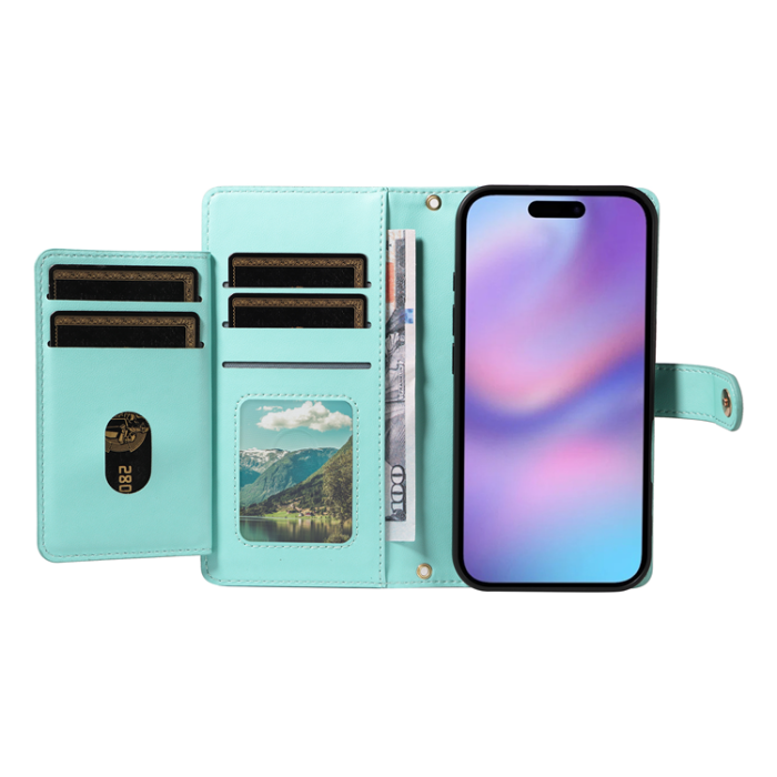 A-One Brand - iPhone 17 Plånboksfodral Rhombus Läder - Ljusgrön