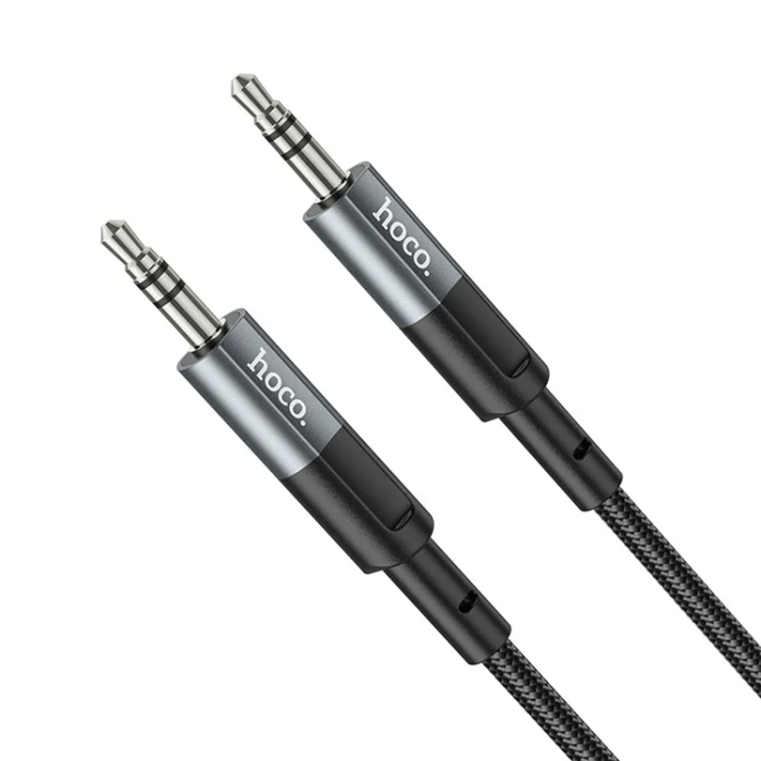 Hoco - Hoco AUX 3.5mm Jack Kabel 1m - Metal Grå