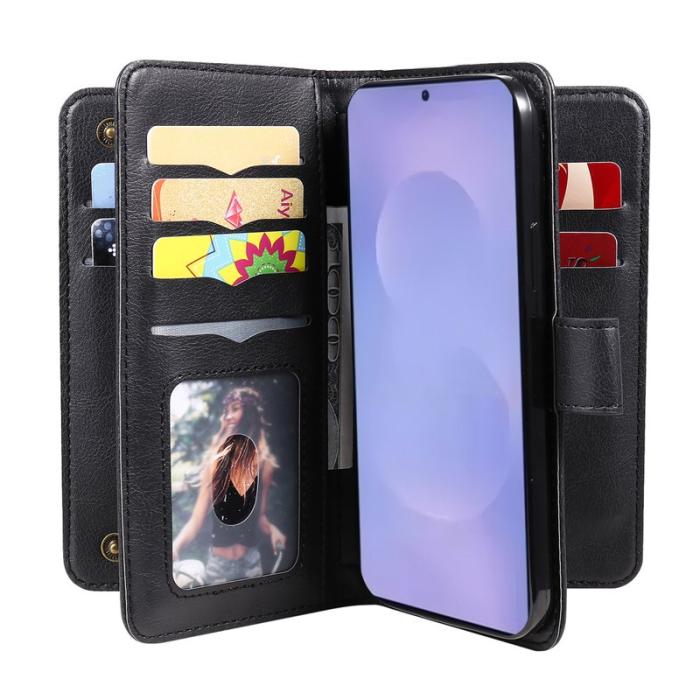 OEM - Samsung Galaxy S26 Plus Plånboksfodral Konstläder Ställ - Svart