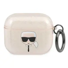 KARL LAGERFELD - Karl Lagerfeld Skal Glitter Karl`s Head Airpods 3 - Guld