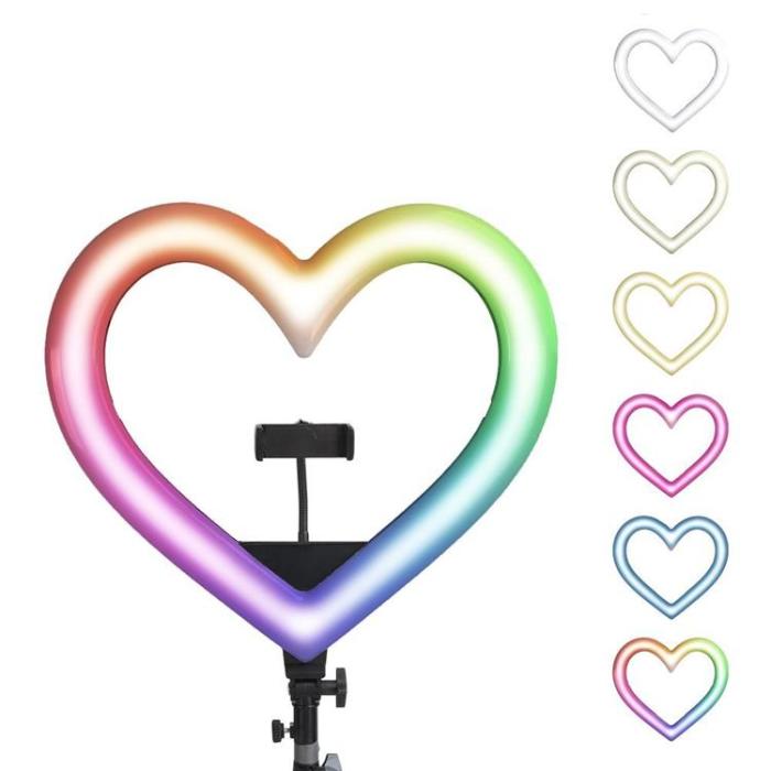 OEM - LED Ring lamp Heart 12 tum med hållare till mobil