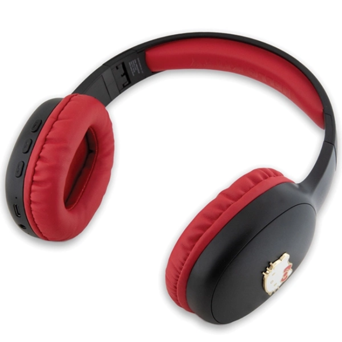 Hello Kitty - Hello Kitty On-Ear Hörlurar Bluetooth Metal Logo - Svart/Röd