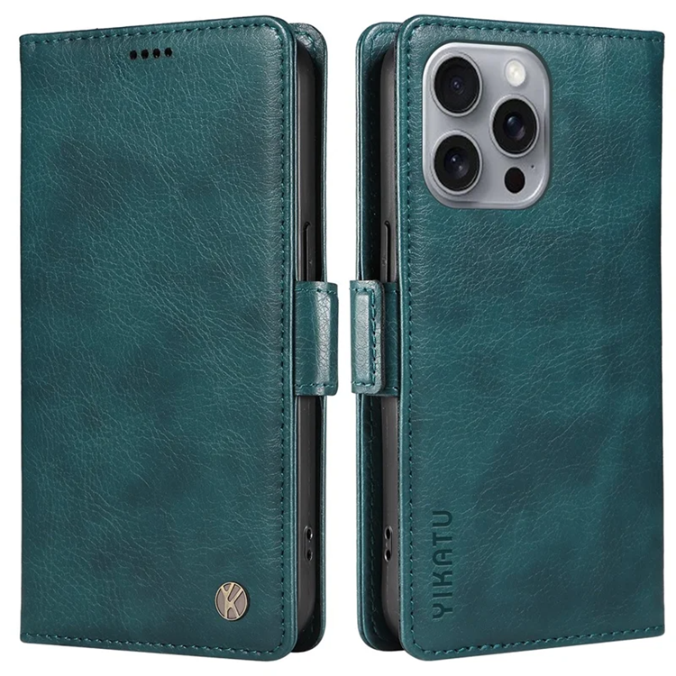 YIKATU iPhone 16 Pro Max Plånboksfodral Litchi Texture - Blå | 2353 | AlltMobil