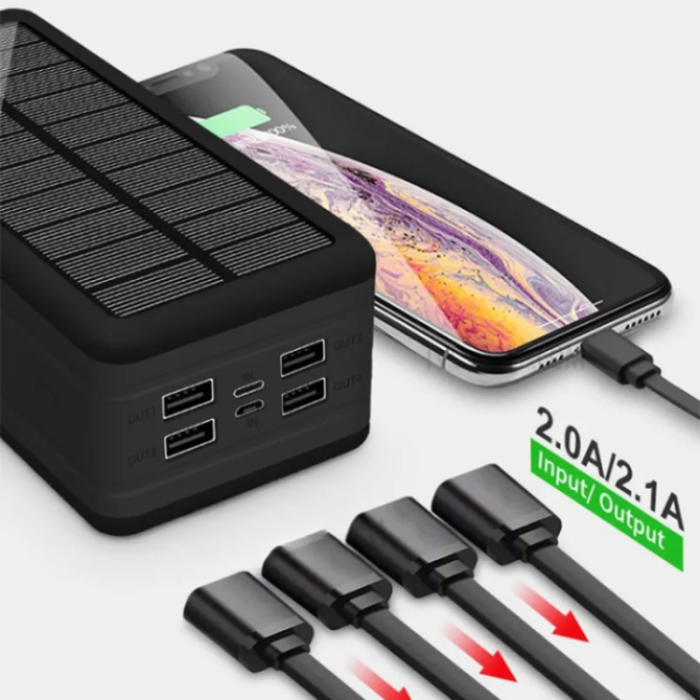 A-One Brand - Solar Powerbank 50000mAH med Camping Light - Svart