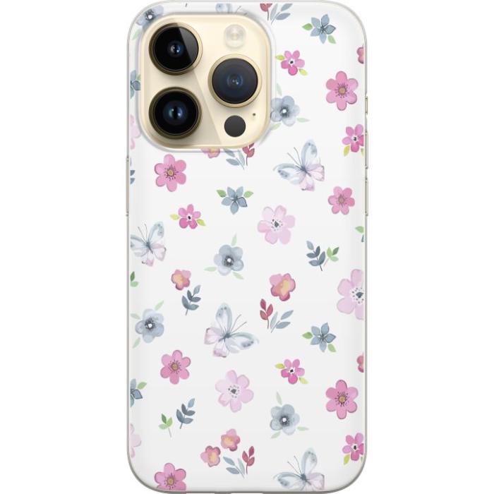 iSecrets - Mobilskal till Apple iPhone 14 Pro med Blommor och fjärillar