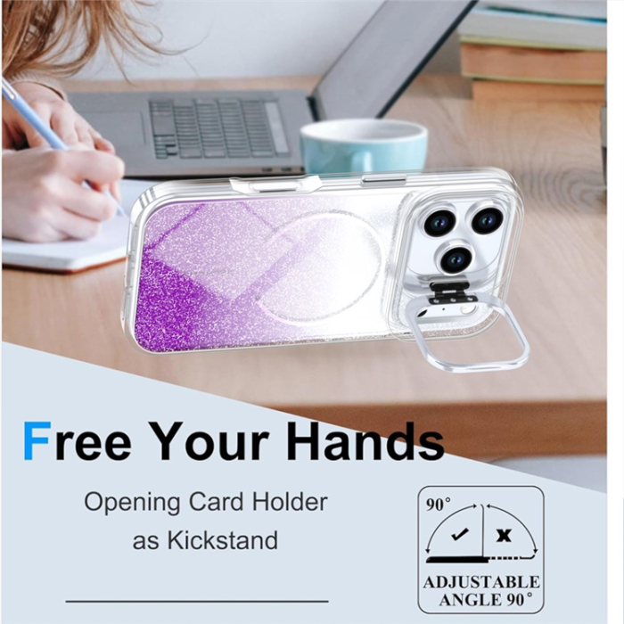 A-One Brand - Mobilskal till iPhone 17 Pro MagSafe Shockproof Glitter Gradient - Lila