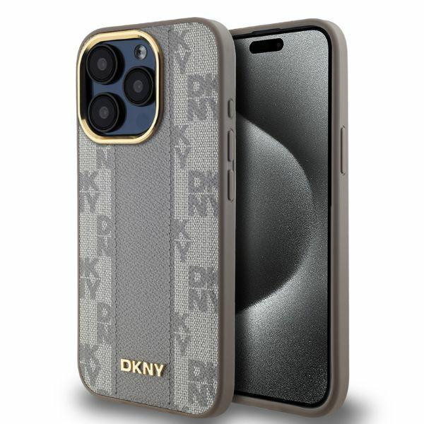 DKNY iPhone 15 Pro Mobilskal MagSafe Läder Checkered Mono - Beige | 2353 | AlltMobil