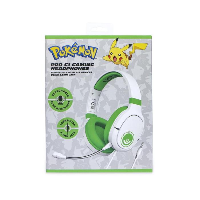 POKEMON - POKEMON Poké Ball Gaming-Headset Over Ear Bom-mikrofon - Vit / Grön