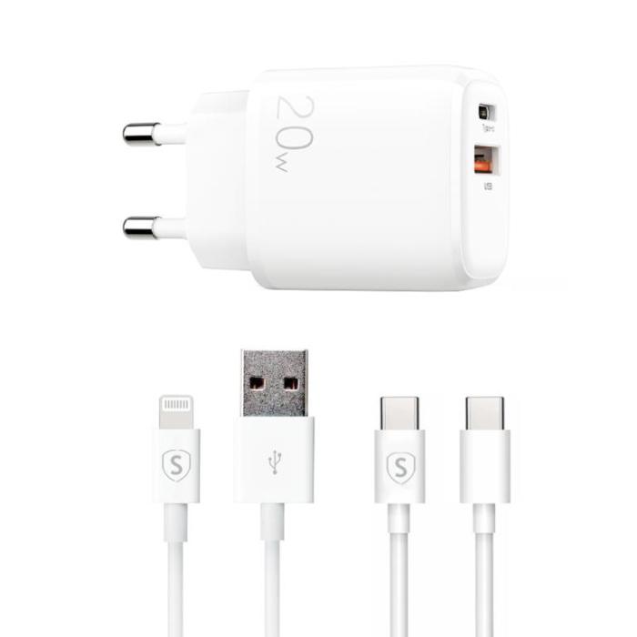 UTGATT - SiGN Snabbladdare 3.5A 20W, USB-C & Lightning Kabel, 1m
