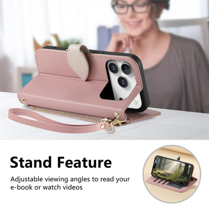 A-One Brand - iPhone 17 Pro Max Plånboksfodral Leaf Magnetiskt Spänne Konstläder