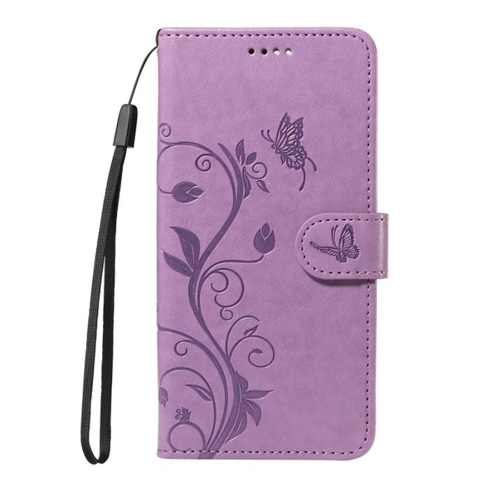OEM - Samsung Galaxy A37 Plånboksfodral Konstläder Blommönster - Lila
