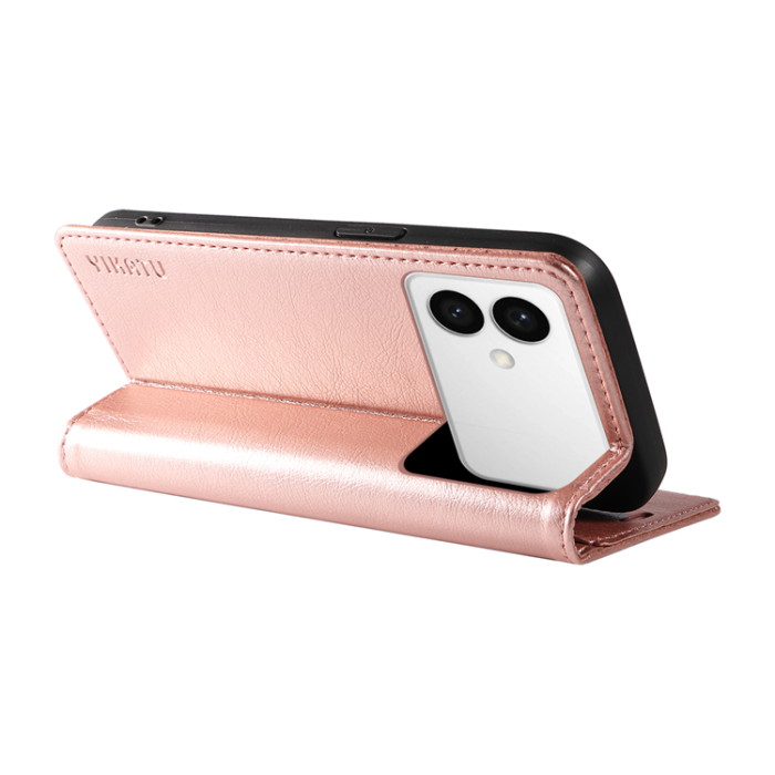 YIKATU - YIKATU Galaxy S26 Edge Plånboksfodral Litchi Läder - Roséguld