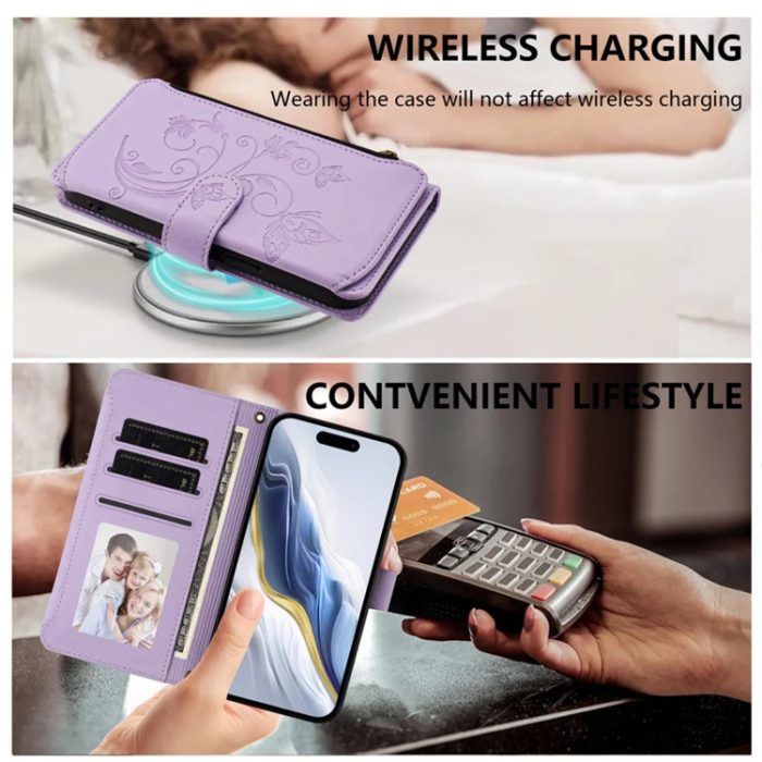 A-One Brand - Sony Xperia 10 VII Plånboksfodral Butterfly Floral - Lila