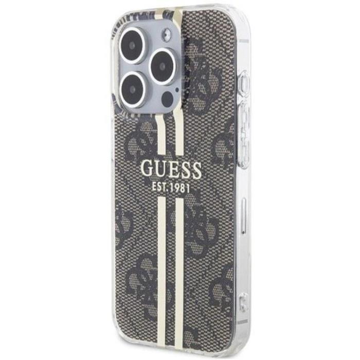 Guess - Guess iPhone 15 Pro Max Mobilskal Gold Stripes - Brun