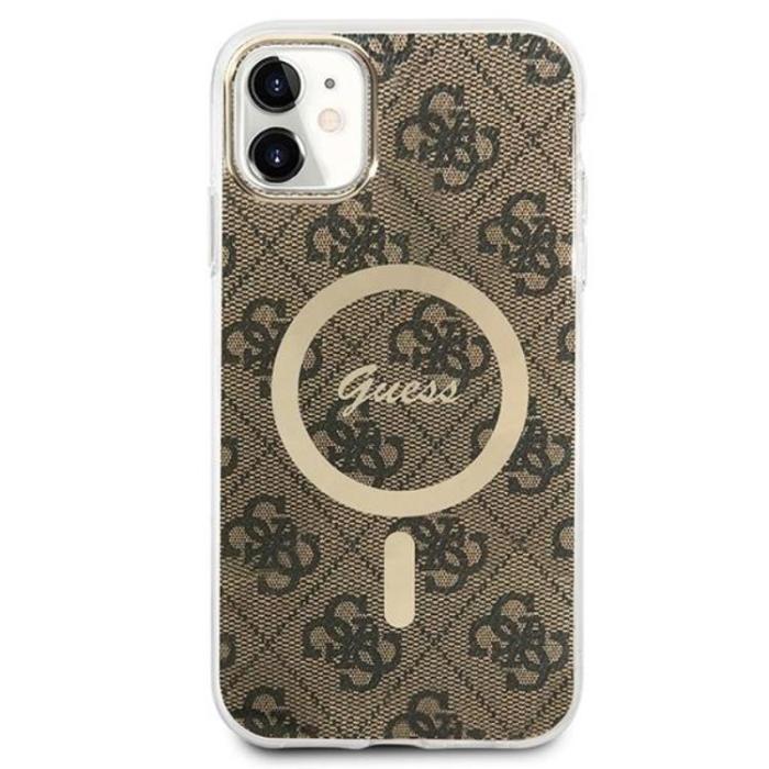 Guess - Guess iPhone 11 Magsafe Skal Print + Trådlös Laddare - Brun