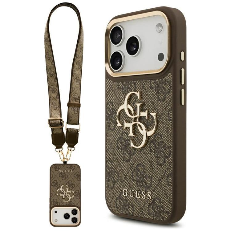 Guess Mobilskal till iPhone 17 Pro 4G Big Classic Logo Big Strap Metal - Brun