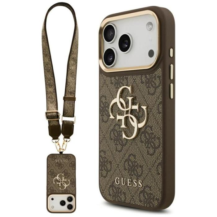 Guess - Guess iPhone 17 Pro Mobilskal 4G Big Classic Logo Big Strap Metal - Brun