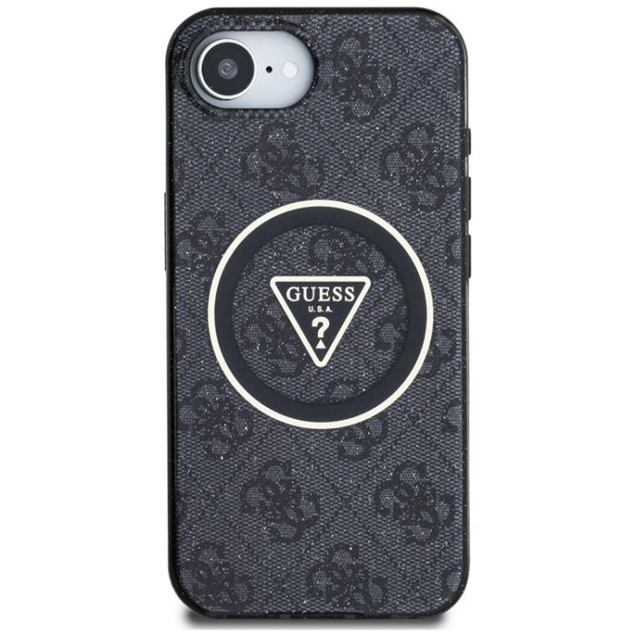 Guess - Guess iPhone 16e Mobilskal Magsafe Metal Glitter - Svart