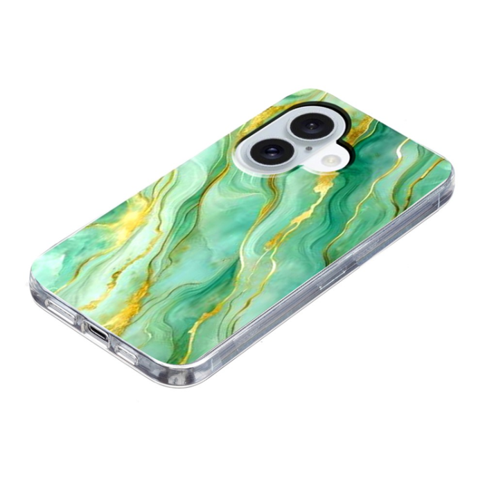 A-One Brand - iPhone 17 Mobilskal Marble Pattern Printing Soft - Grön