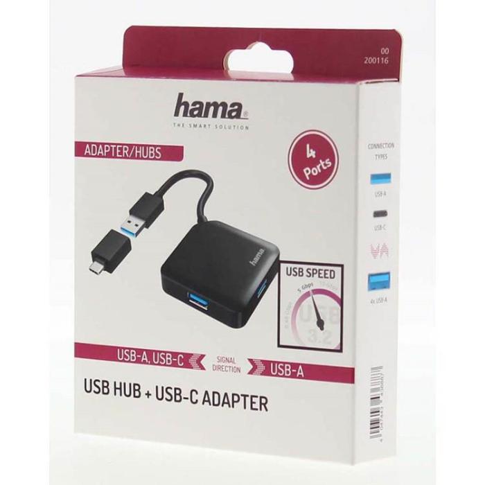 Hama - Hama Hubb USB/USB-C 1:4 1.5 Gbit/s