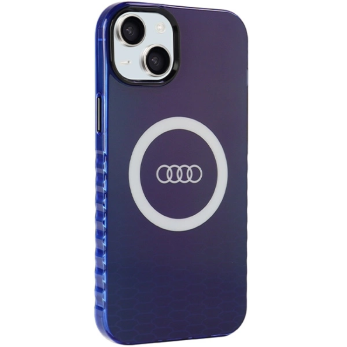 Audi - Audi iPhone 15/14 Plus Mobilskal Magsafe IML Big Logo - Blå