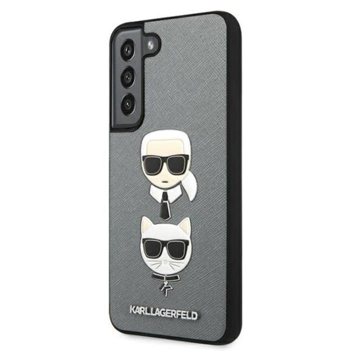 KARL LAGERFELD - Karl Lagerfeld Saffiano Karl & Choupette Head Galaxy S22 Plus - Silver