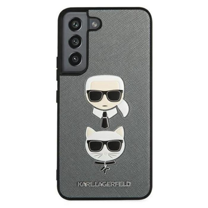 KARL LAGERFELD - Karl Lagerfeld Saffiano Karl & Choupette Head Galaxy S22 Plus - Silver