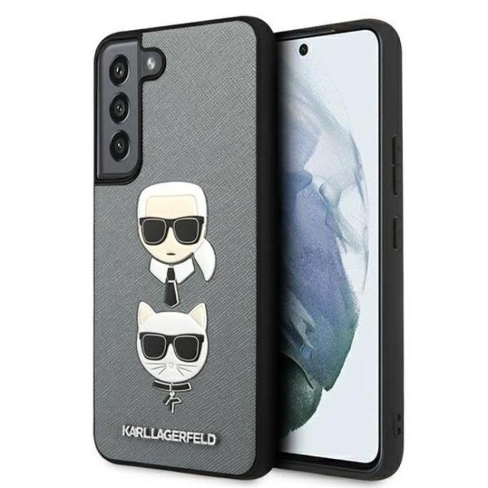 KARL LAGERFELD - Karl Lagerfeld Saffiano Karl & Choupette Head Galaxy S22 Plus - Silver