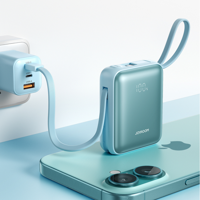 Joyroom - Joyroom Powerbank 10000mAh 22.5W med Två Inbyggda Kablar JR-PBF27