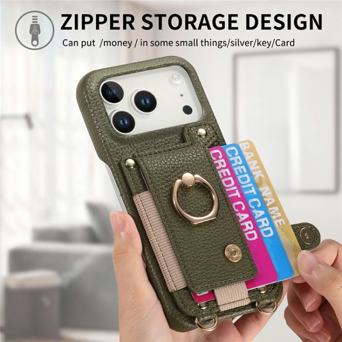 A-One Brand - iPhone 17 Pro Max Mobilskal med Korthållare Ring Kickstand