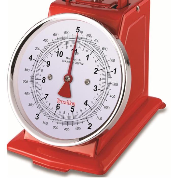 Terraillon - Terraillon Köksvåg Tradition 500 Dual Red 1L skål, 5 kg