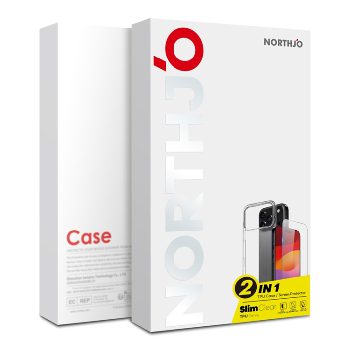 NORTHJO - Northjo iPhone 17 Pro Max Mobilskal Soft TPU och Härdat Glas