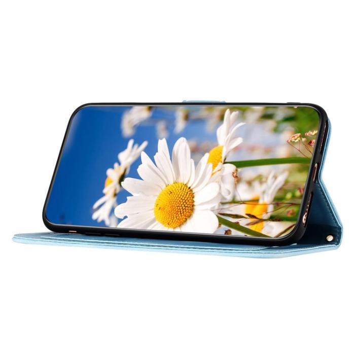 OEM - iPhone 15 Pro Max Plånboksfodral Flower Pattern - Ljusblå