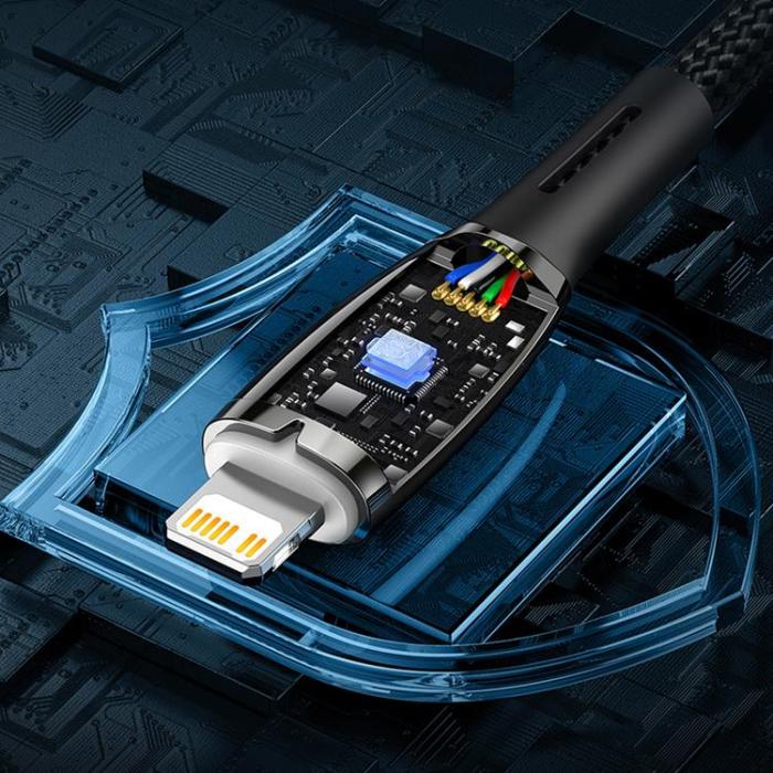 BASEUS - Baseus USB-C till USB-A kabel 1M Glimmer Series - Svart