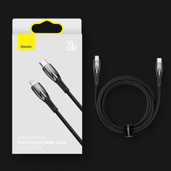 BASEUS - Baseus USB-C till USB-A kabel 1M Glimmer Series - Svart