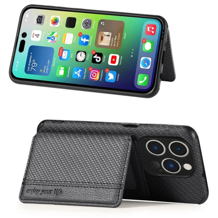 Taltech - iPhone 14 Pro Max Mobilskal Korthållare - Svart