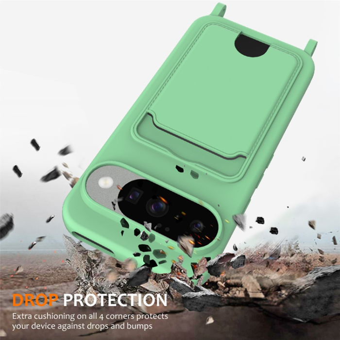 A-One Brand - Google Pixel 10 Mobilskal korthållare med Rem - Grön