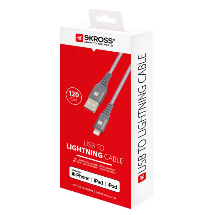 UTGATT1 - SKross USB to Lightning Kabel - 120 cm - Grå