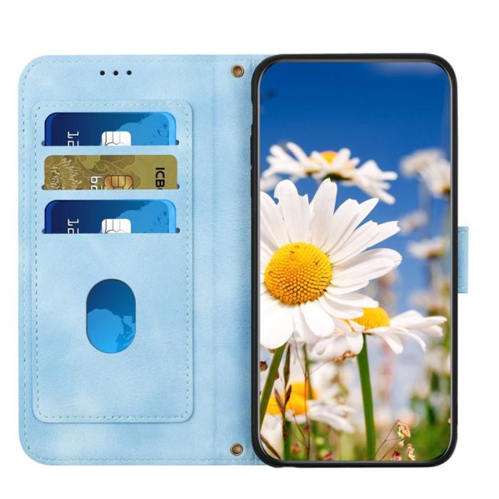 OEM - ABEEL Mobilskal till Samsung Galaxy S26 Ultra Konstläder Blommönster - Blå